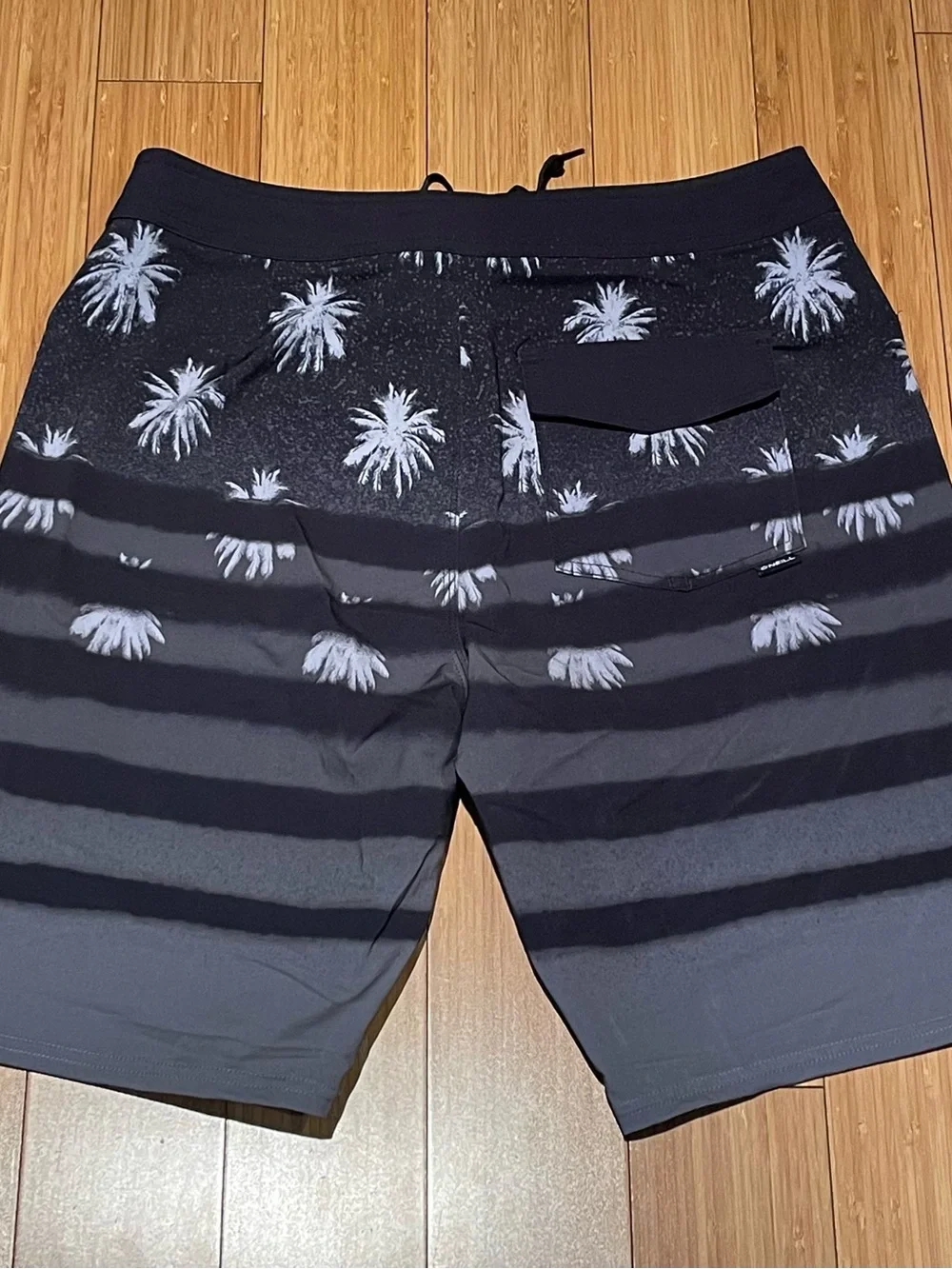 O'Neill Black & Gray Palm Stripe Board Shorts
